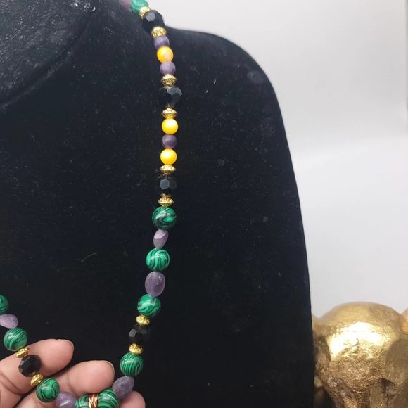 Handmade multi stone Obsidian Arrow Necklace - Picture 3 of 10